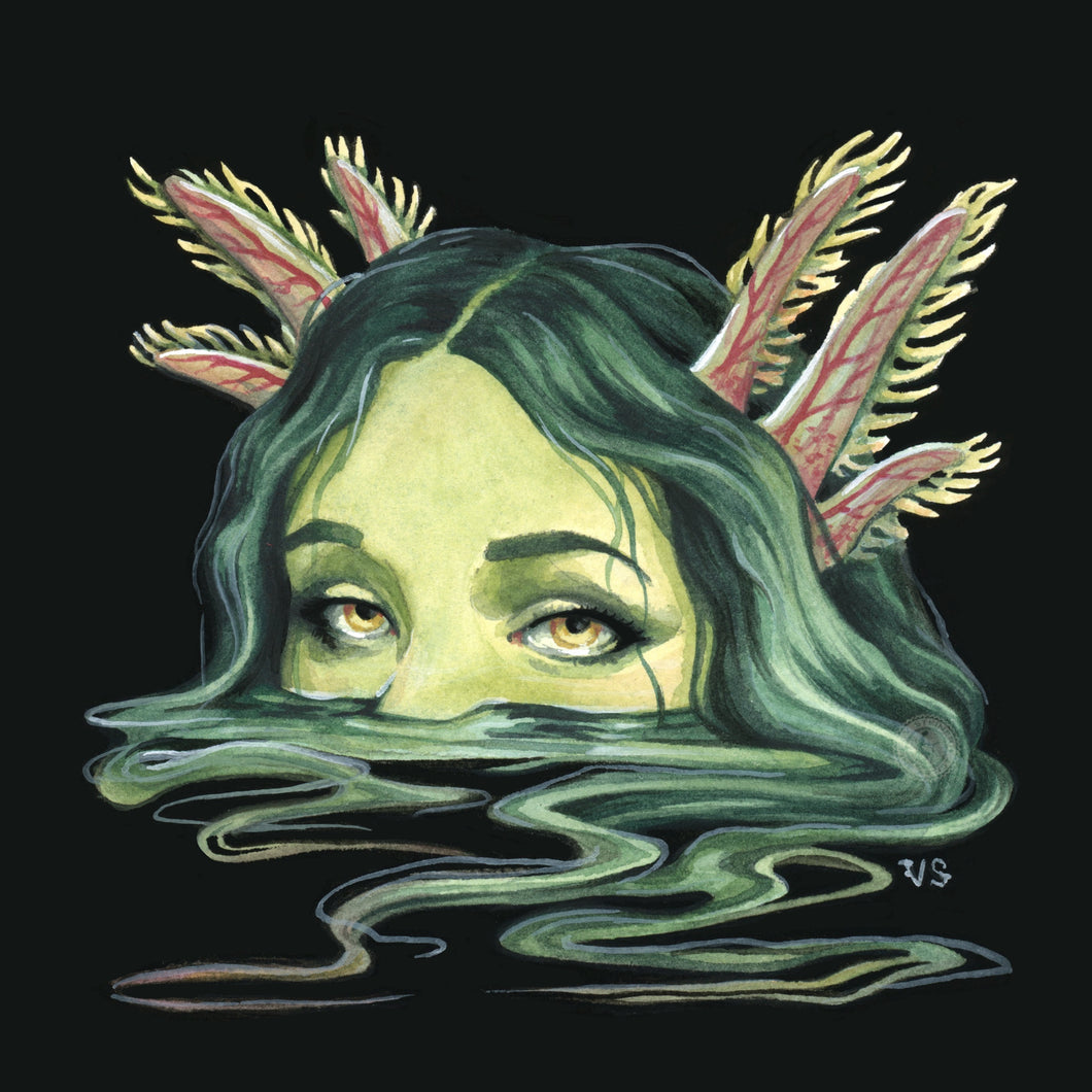 Axolotl Siren  - square mini print