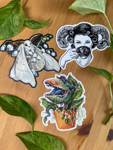Audrey, Moth & Coffee sticker set