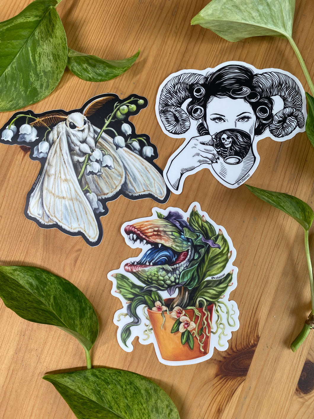 Audrey, Moth & Coffee sticker set