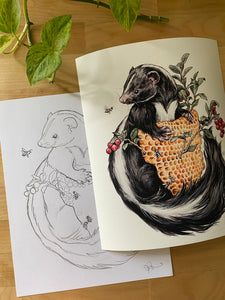 Skunk original sketch and print
