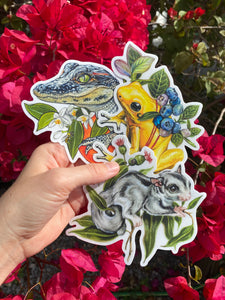 Lucky frog, gator & sugar glider sticker set