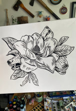 Load image into Gallery viewer, Magnolia Wolves Ink original
