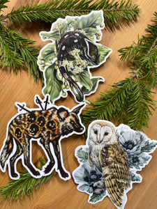 3set: barn owl, wild dog, Sara gecko stickers