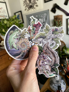 Hog nose, bee, squirrel and frog sticker set