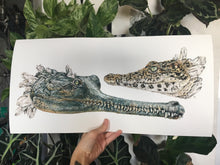 Load image into Gallery viewer, Gharial + Cuban Croc 10x20 giclee print